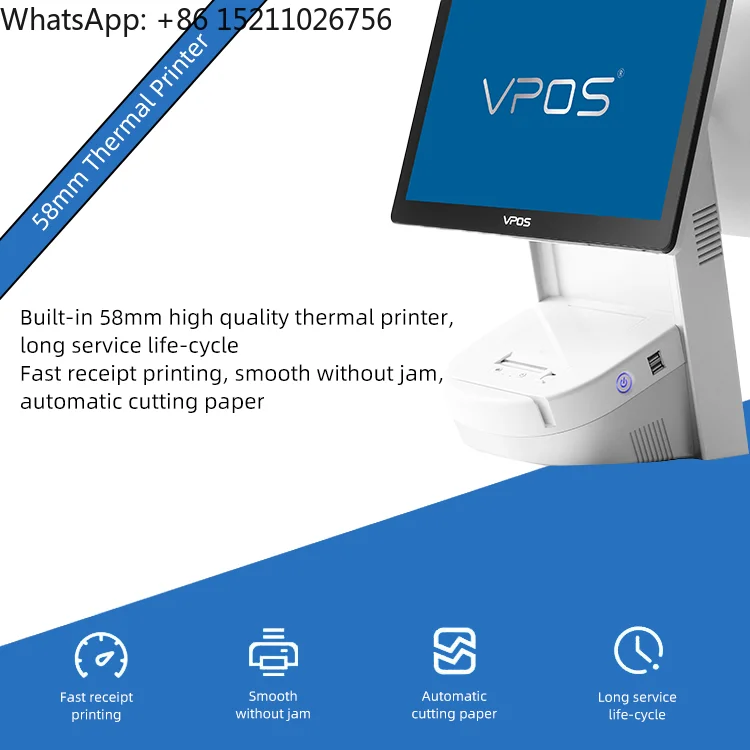 آلة نقاط البيع الكل في واحد لسطح المكتب مع طابعة حرارية محطة فواتير غير متصلة بالإنترنت وشاشة مزدوجة تعمل باللمس ونظام Windows 11 Pos