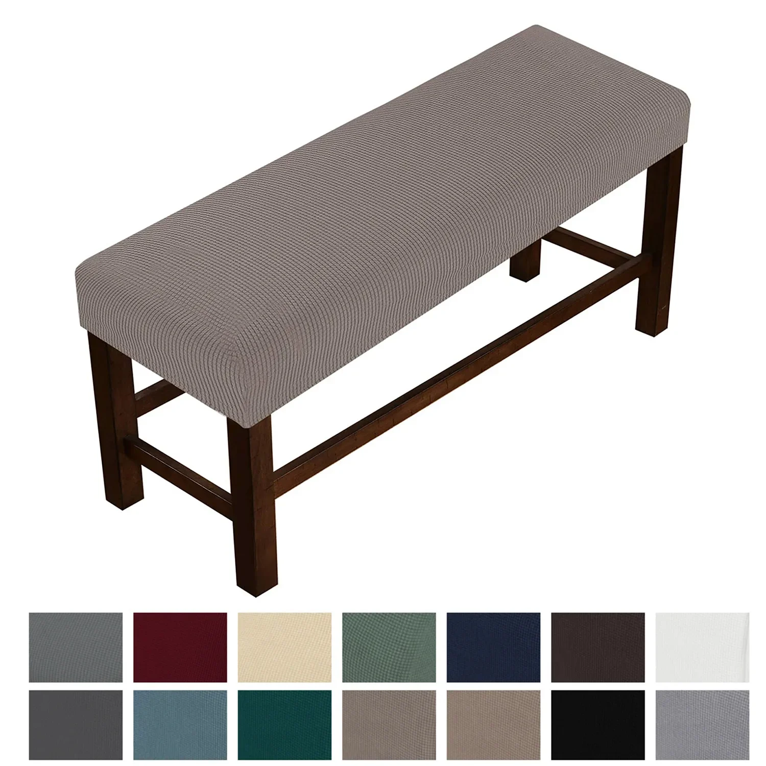 Stretch Jacquard Dining Long Bench Cover Thickened Living Room Anti-Dust Removable Bench Slipcover Washable Bench Seat Protector