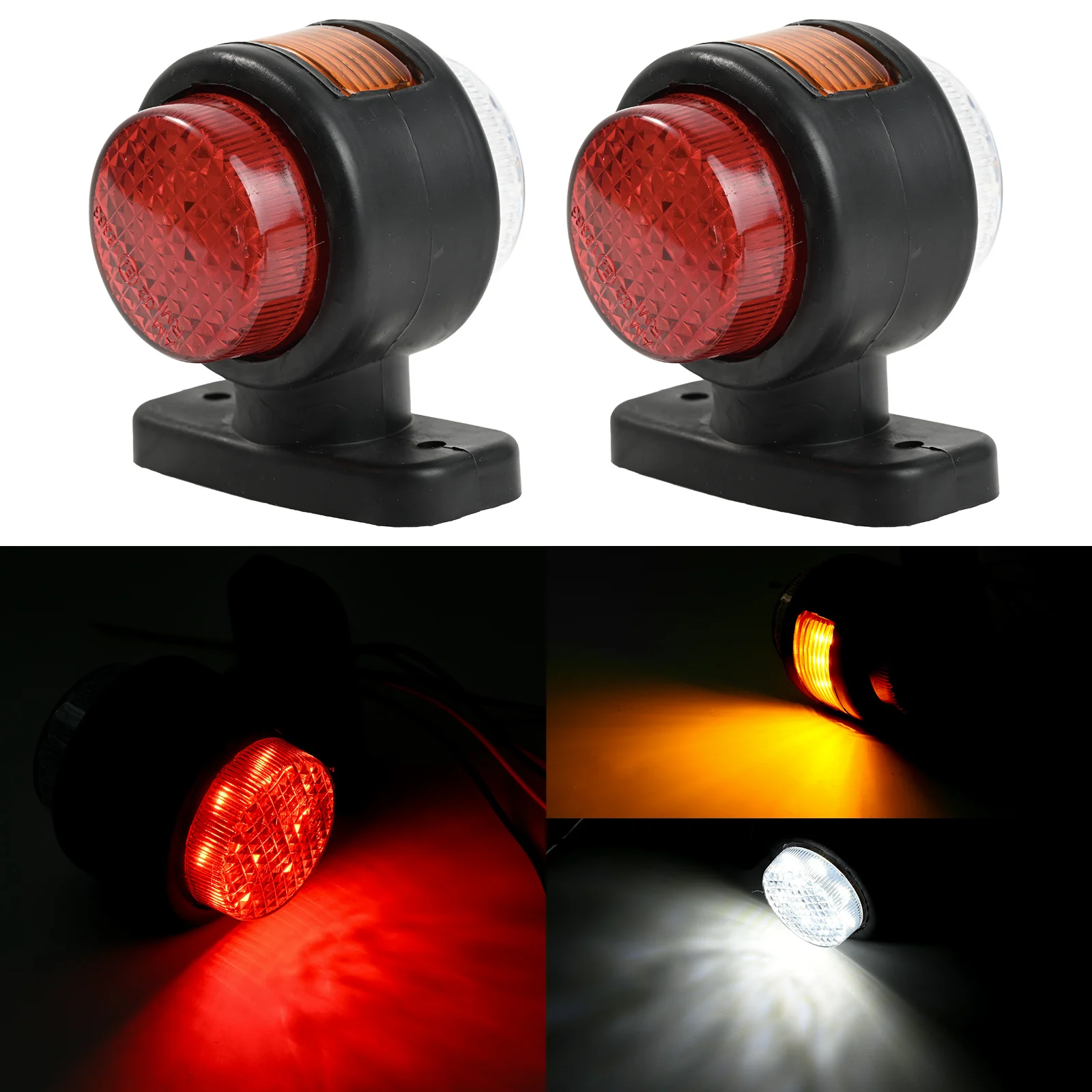 

Red White Amber LED Side Marker Light Assembly Front Rear Indicator Lamp 12V 24V Position Light Trailer Truck Caravan Van Lorry