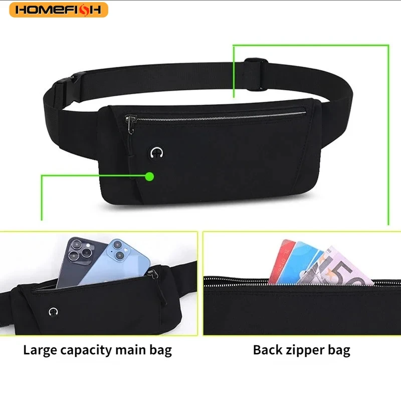 HOMEFISH Running Waist Bag Sports Belt Pouch Mobile Phone Bag Men Women Waist Pack Lightweight Gym Sports Bag Waist Pack