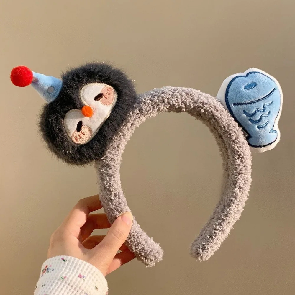 

New Cartoon Penguin Fish Headband Plush Wide Brim Washing Face Hairpin Hair Band Girl Hair Accessories