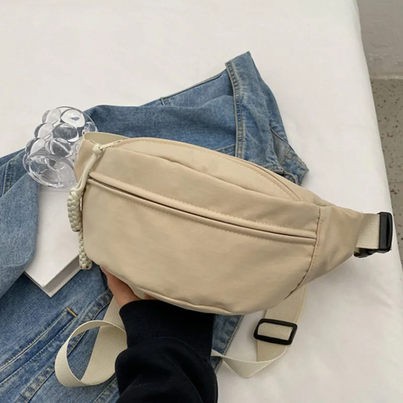 Saco de cintura portátil estilo coreano para mulheres, bolsa de lona, bolsa de ombro, esportes, lazer, novo