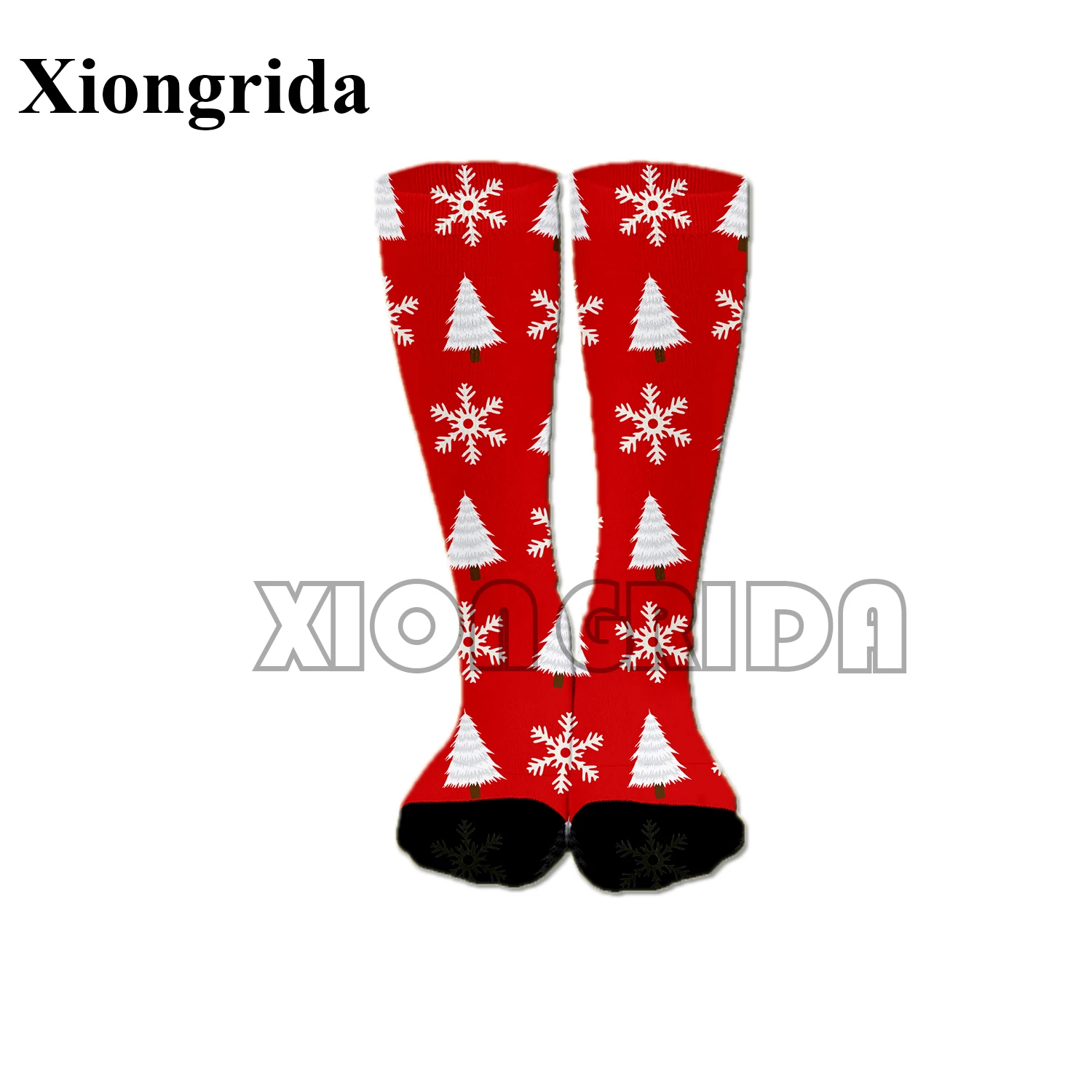 

Christmas Style Mens Socks Casual Holiday Fashion Xmas Trees Pattern Print Compression Midi Socks Unisex Long Socks New