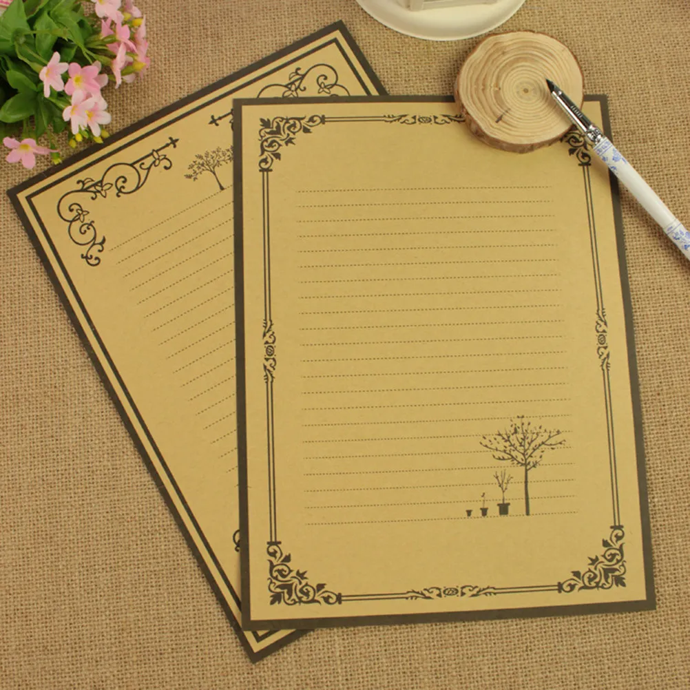 8Pcs Vintage Kraft Paper Letter Writing Stationery Set Retro Style Smooth Paper for Writing Letters Notes and Crafts