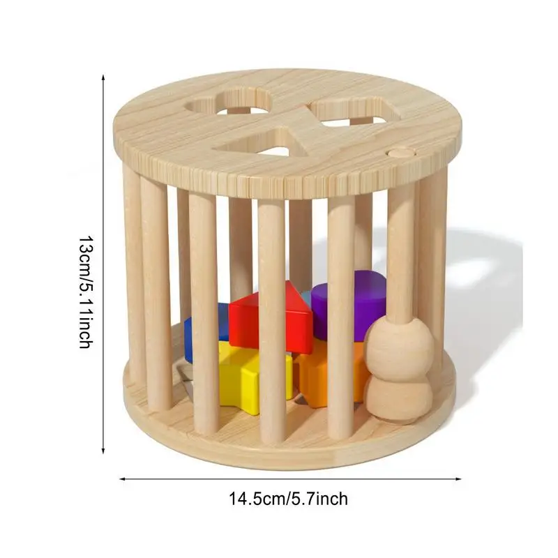 아동용 나무 색상 및 모양 분류 상자, 감각 매칭 게임, 6 개의 기하학적 모양 블록, 18 개월