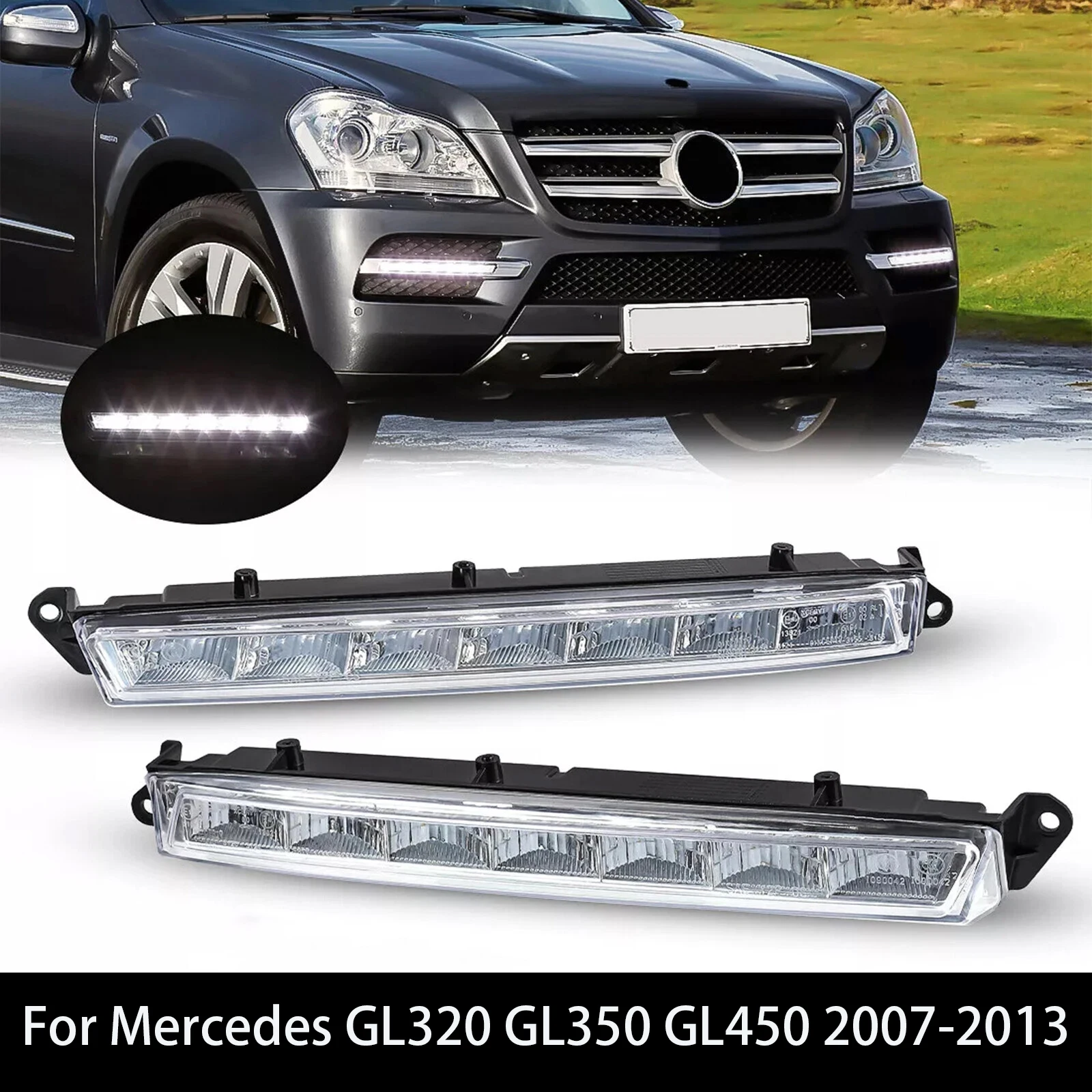 

Комплект противотуманных фар для Mercedes GL320 GL350 GL450 2007-2013, светодиодные ДХО, A1649060351 A1649060451