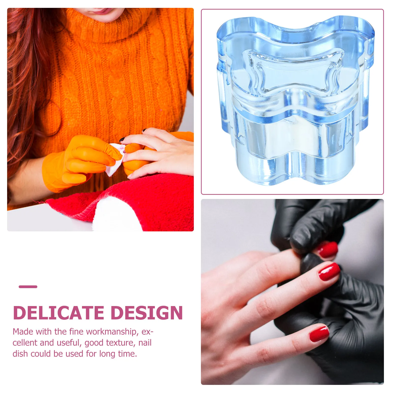 Crystal Glass Nail Art Dish Lid Manicure Accessory Multi-Function Cup for Mixing Powders Liquids Professional Salon DIY