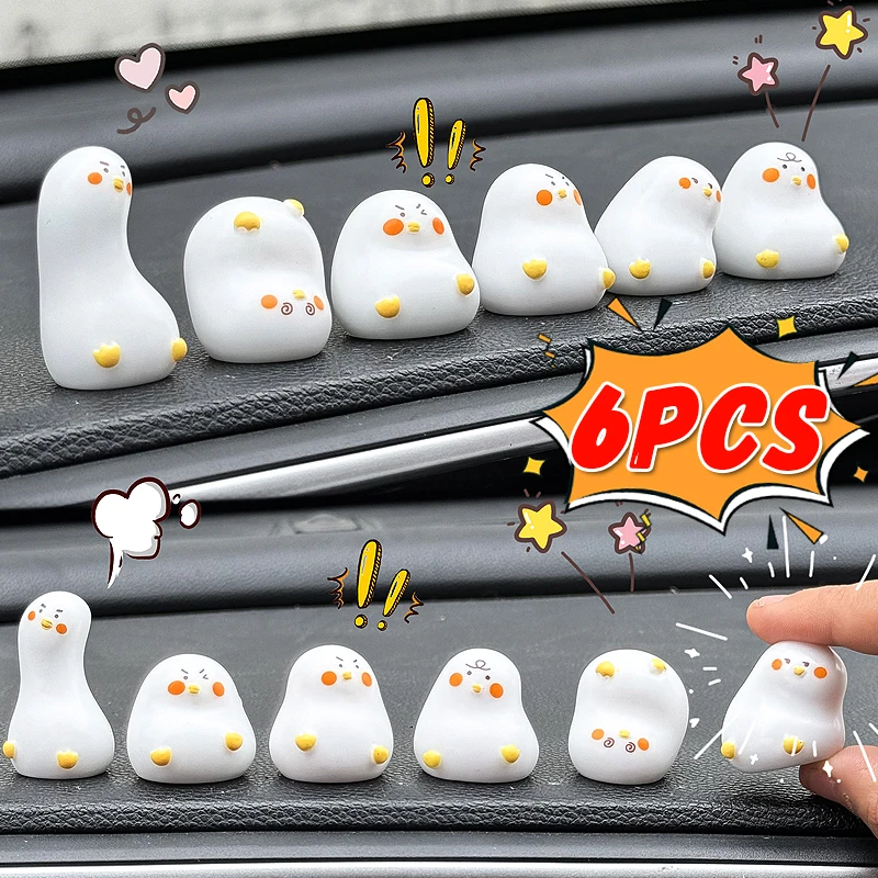 New Funny Little White Duck Car Resin Ornaments Auto Centre Console Cute Decorations Handmade DIY Fridge Sticker Accessories