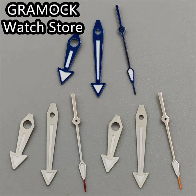 GRAMOCK watch hands silver blue hands green luminous hands fit NH35 NH36 movement