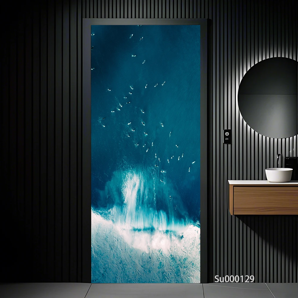 Famous Landscape with Sunrise & Sunset Waterproof Wear-resistant Self-adhesive PVC Door Stickers - Home Decor Wallpaper