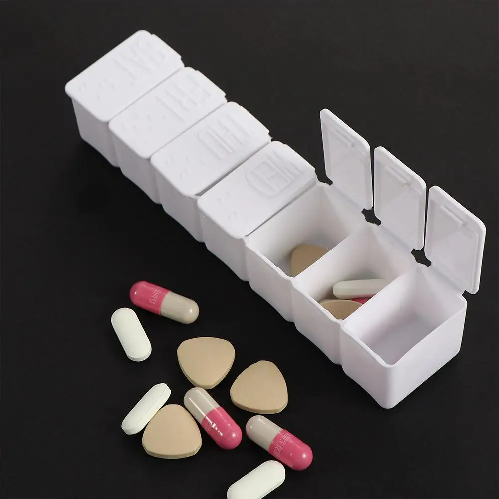 1 PCS Tablet Case Container Organizer 7 Day Weekly Medicine Pill Storage Box Medication Organizer Pill Case Braille