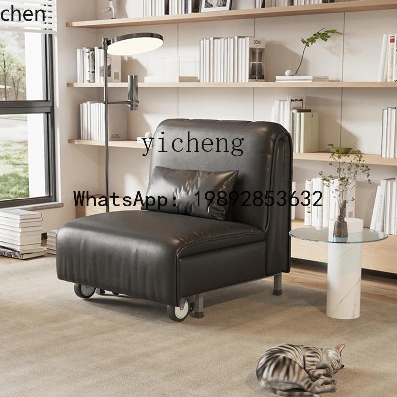 PYH  high-grade leather sofa bed foldable small apartment retractable bed anti-cat scratching