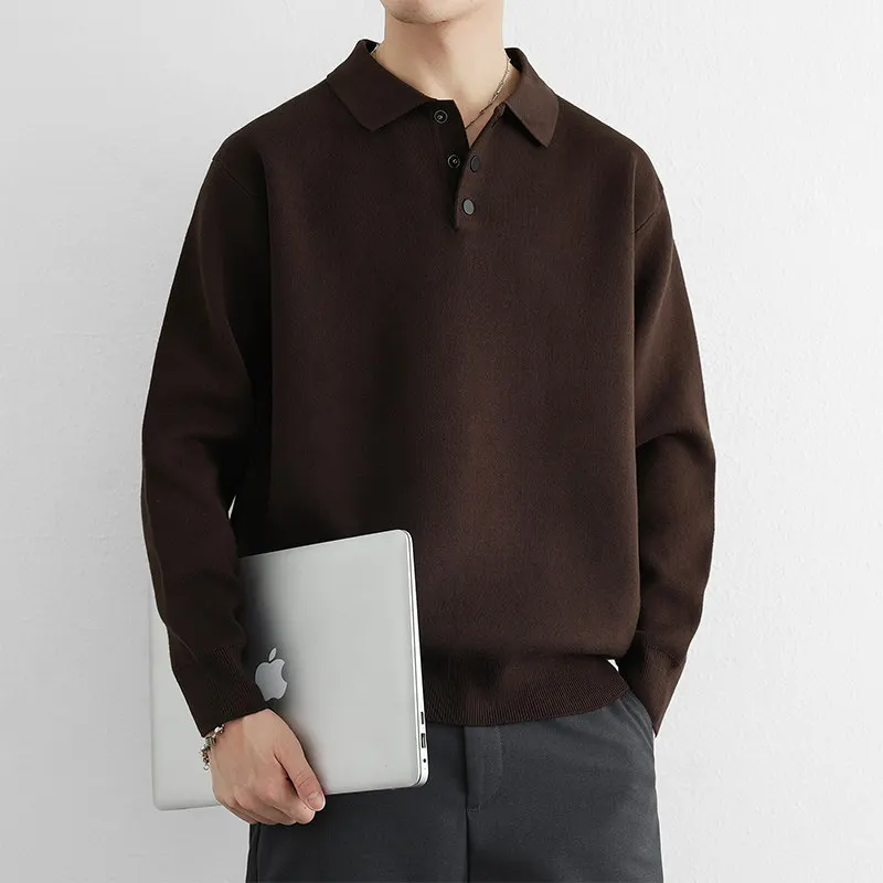 

Classic American Casual Long Sve irt Pure Cotton Warm Base Layer Knitwear for Men Trendy Autumn Winter Knitwear