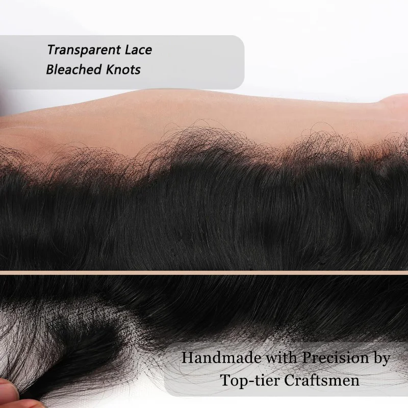 14A 13x4 레이스 프론탈 바디 웨이브 표백 싱글 매듭 초박형 클로저 버진 인간의 머리카락 미리 뽑은 헤어라인 자연 색상
