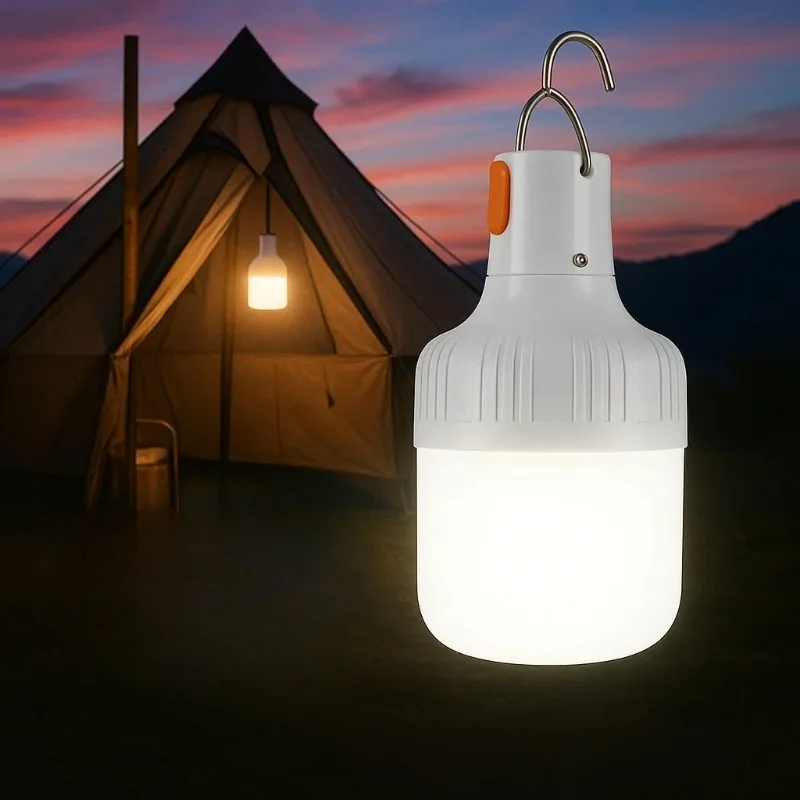 LED Charging Light Bulb Stall Light Super Bright Energy-saving Household Emergency Lighting Outdoor Camping Light Endurance