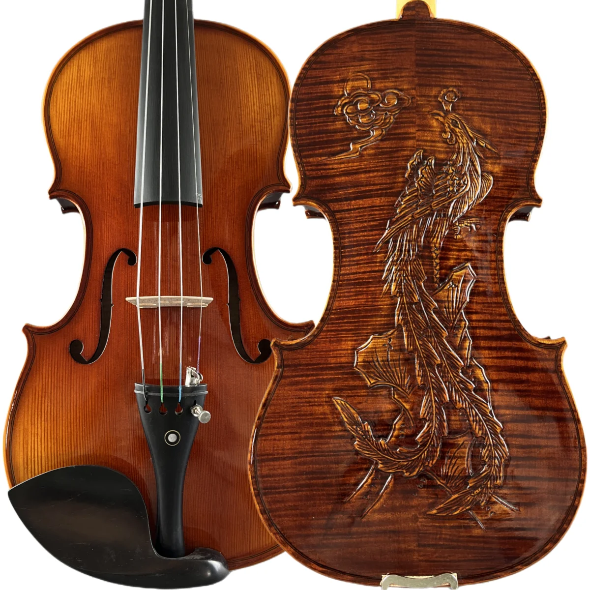 4/4 Pure handmade carving art carving Phoenix pattern violin Tiger pattern violin performance grading collection