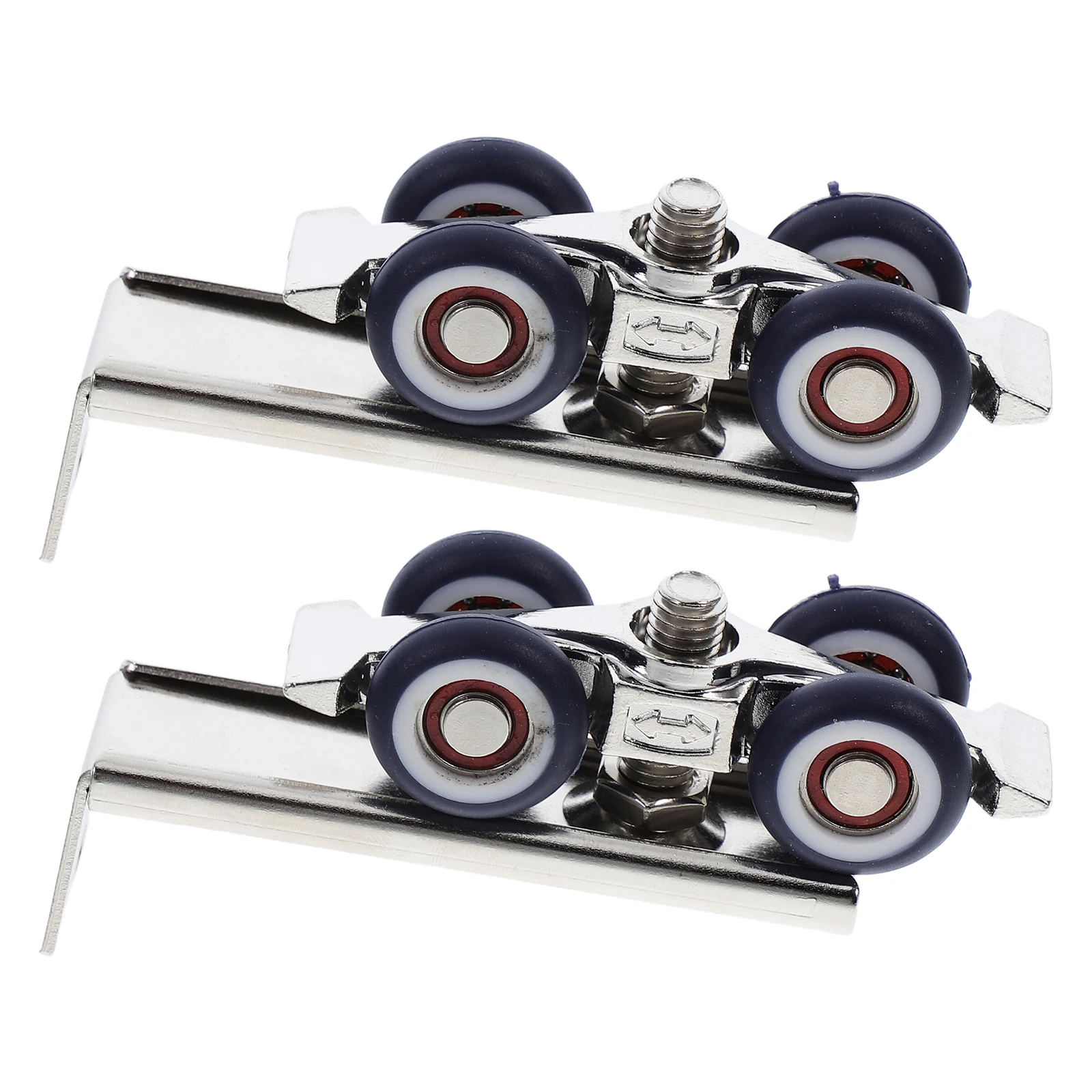 

2 set 2 Sets Zinc Alloy Wardrobe Sliding Rollers Four Wheel Flat Head Hanging Track Replacement For Closet Shower Door Barn Door