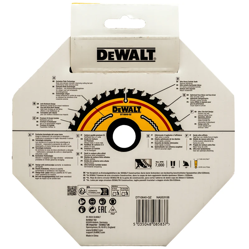 DEWALT DT10640 Circular Saw Blad 2X 165MM*20MM*40T Multifunctional Resistant Carbide Quick Smooth Cutting Disc Tool Accessories