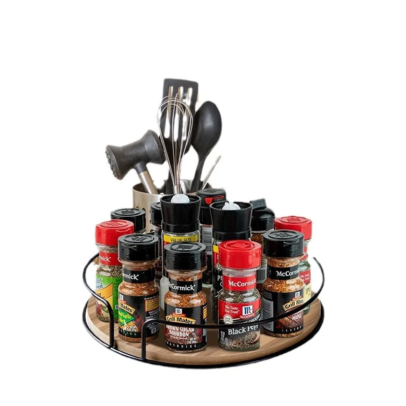 

Shelf Storage Organizing Rack Spice Seasoning Jar Rotating Tray