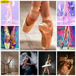 Ballet Shoes 5D Diamond Art Painting Dancing Girl Mosaic Diamond Embroidery Cross Stitch Rhinestone Hand Gifts Home Wall Decor