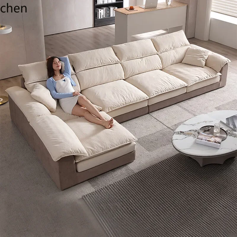 HYS Simple Cat Scratching Fabric Sofa Straight Row Chaise Lounge Home Modern Minimalist Suede Fabric