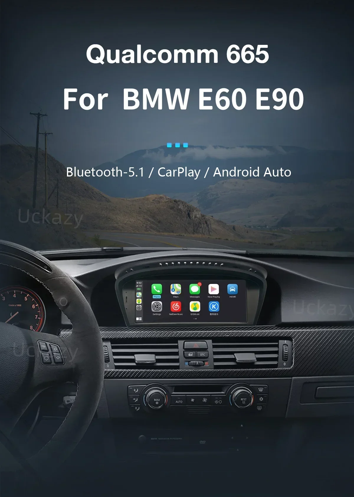 Snapdragon 665 Wireless Carplay AutoRadio Android 13 For BMW Series 5/3 E60 E61 E62 E63 E90 E91 CICCCC Screen Stereo Multimedia