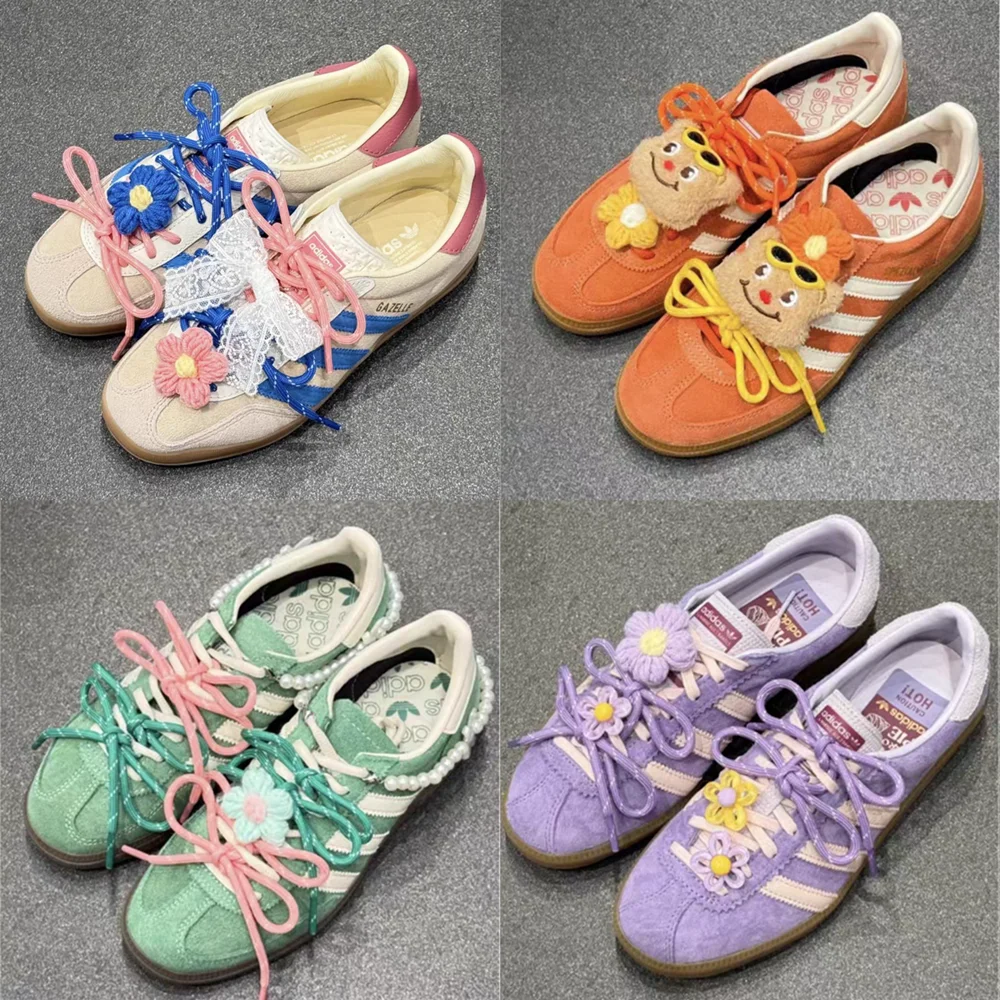 Fresh Color Dot Shoelaces Wool Yarn Flower Shoe Buckles DIY Decoratiion Sneakers Canvas Casual Leather Shoes DE Trainining Shoes