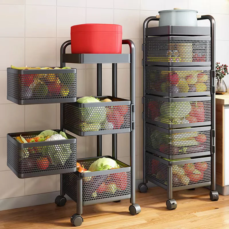 【Lifeideas】Multi-functional Storage Rack Vegetable Basket Removable Rotating Kitchen Shelving Shelf Trolley Furniture Home