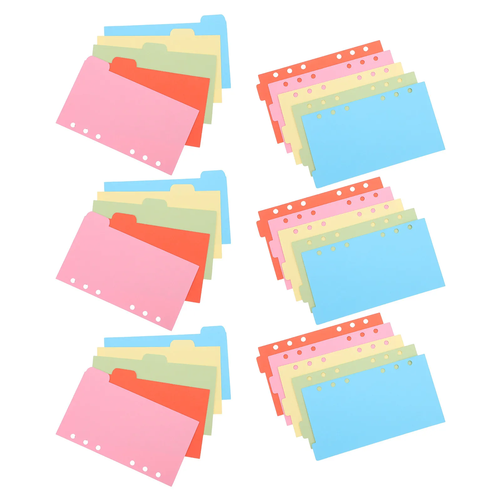 6Set Vibrant Paper Binder Dividers Six-Hole Insertable Tabbed Index Pages for Loose Leaf Notebook Journal Planner File