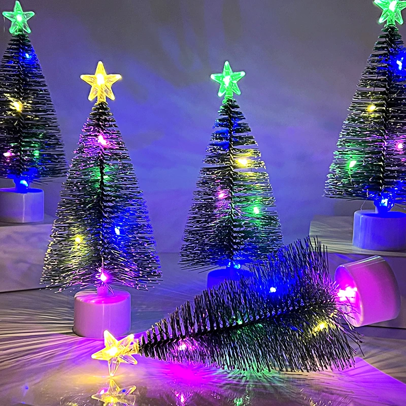 Luminous Mini Christmas Trees LED Light Home Decoration Colorful Pine Night Light Desktop Ornament New Year Decor Kids Figurines