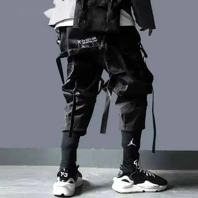 HKSH Spring New Men Tide Tactical Cargo Pants Safari Style Women Mesh Multi Pockets Overalls Trend Dark Overalls Japanese HK0042