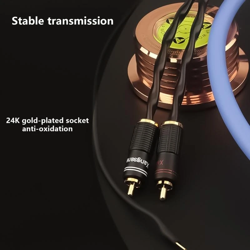 Heavy Duty Male to Male Stereo Sound Vinyls Tonearm Cable Silver Plated Vinyls Tonearm Cable with Ground Wire 896C