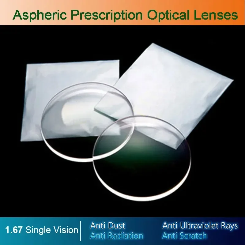 

1.67 Single Vision Aspheric Optical Eyeglasses Prescription Lenses UV400 Anti-radiation AR Coating Spectacles Glasses Lenses