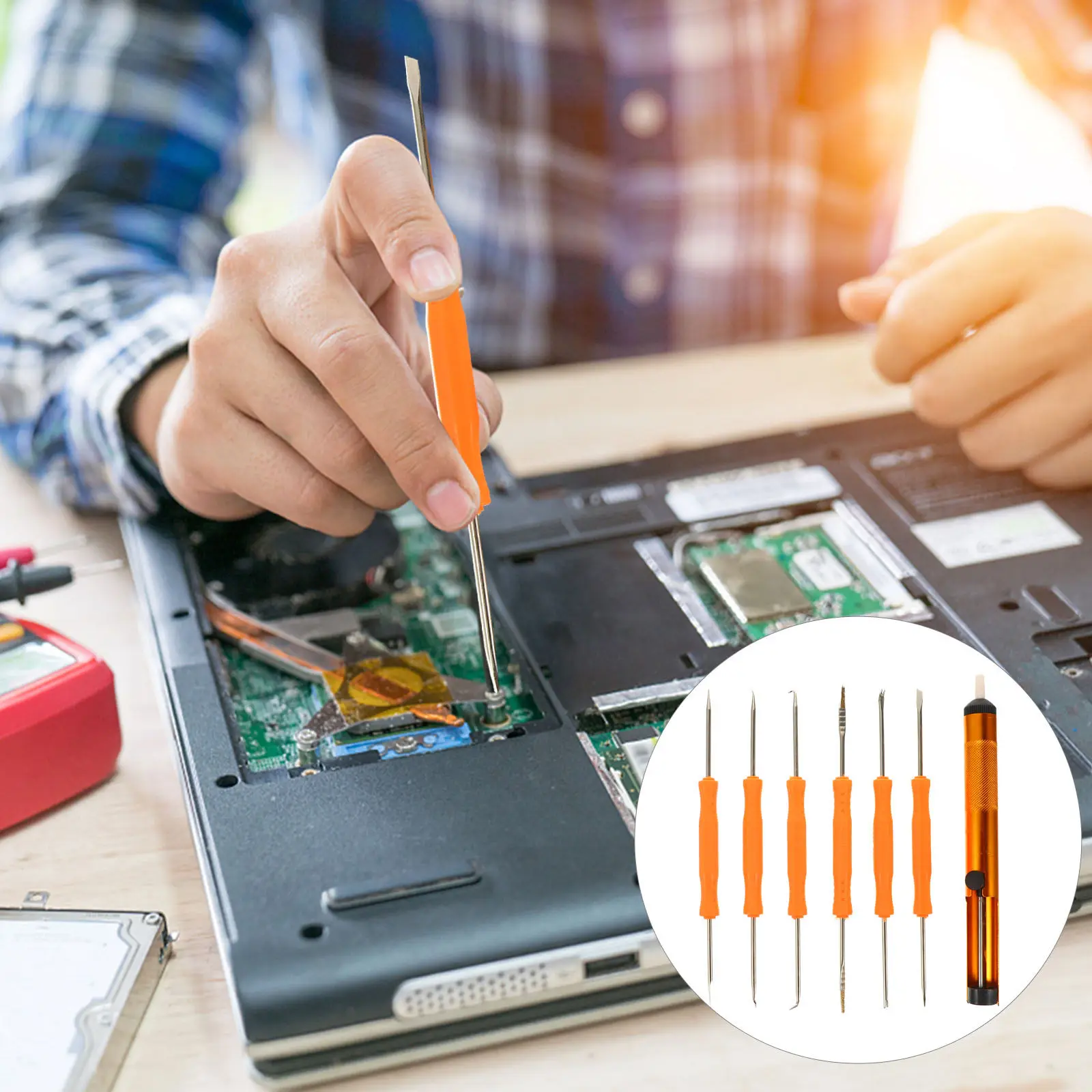 

Набор для пайки из 6 предметов с двусторонней паяльной лентой, профессиональный инструмент для демонтажа пайки, для ремонта электроники (лево-право)