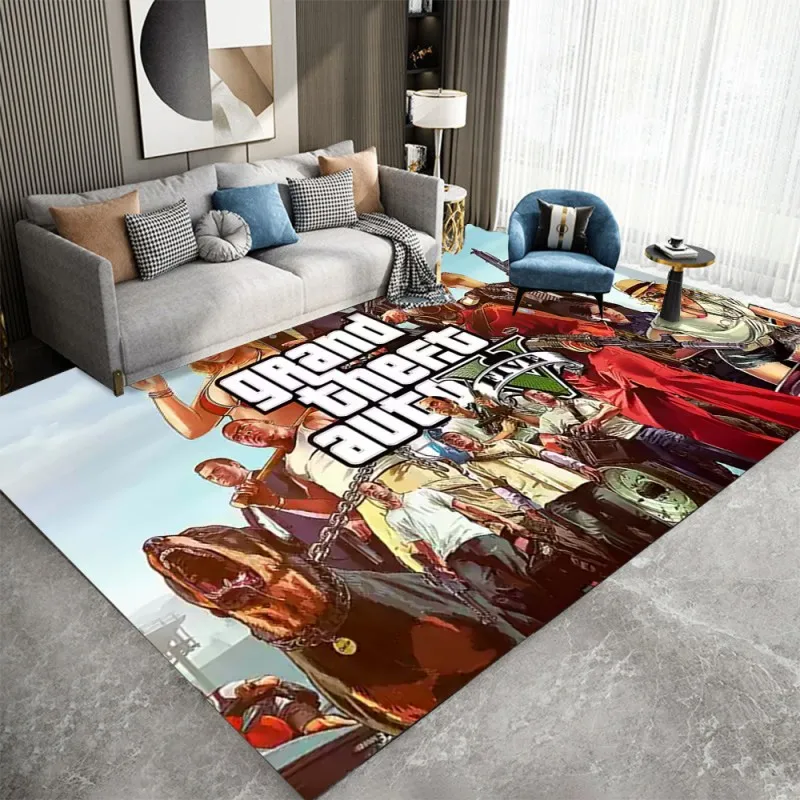 GTA جراند سرقة السيارات لعبة نمط منطقة البساط ، السجاد البساط لغرفة المعيشة غرفة نوم أريكة ممسحة الديكور اللعب عدم الانزلاق الكلمة حصيرة