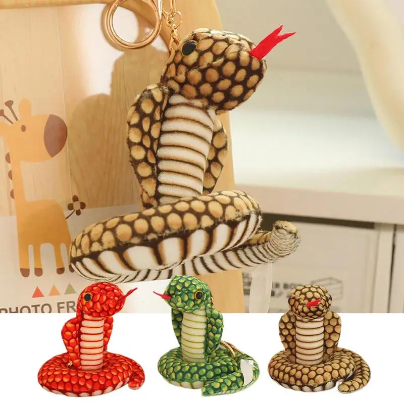 Plush Snake Toy 3.15in Plush Snake Keyring Simulated Cobra Rattlesnake Bag Pendant Ornament For Teens Prank Props