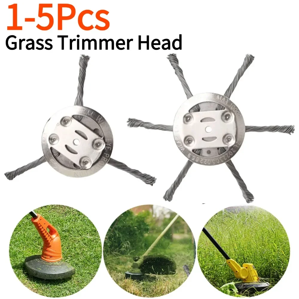 1/5 قطعة 5.9 بوصة أسلاك الفولاذ العشب الانتهازي رئيس العالمي 3/6 رئيس جزازة العشب العشب آلة تقطيع الفراشي حديقة فرش سلك الاعشاب شفرة #1