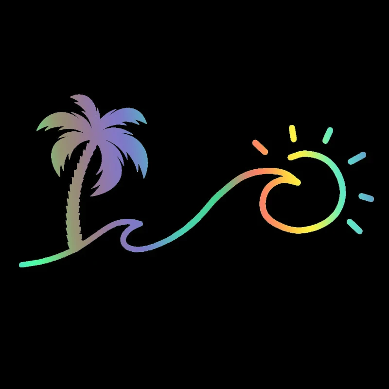 

LYKX Palm Tree and Waves That Turn Into The Sun Sticker Car Stickers Cute Accessories Stylish Exterior Parts Vinyl Decals