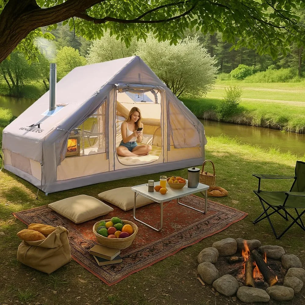 

Inflatable Tents for Camping, Large Inflatable Camping Tent with Hand Pump,Easy Setup Tents for 4-6People,Portable Glamping Tent