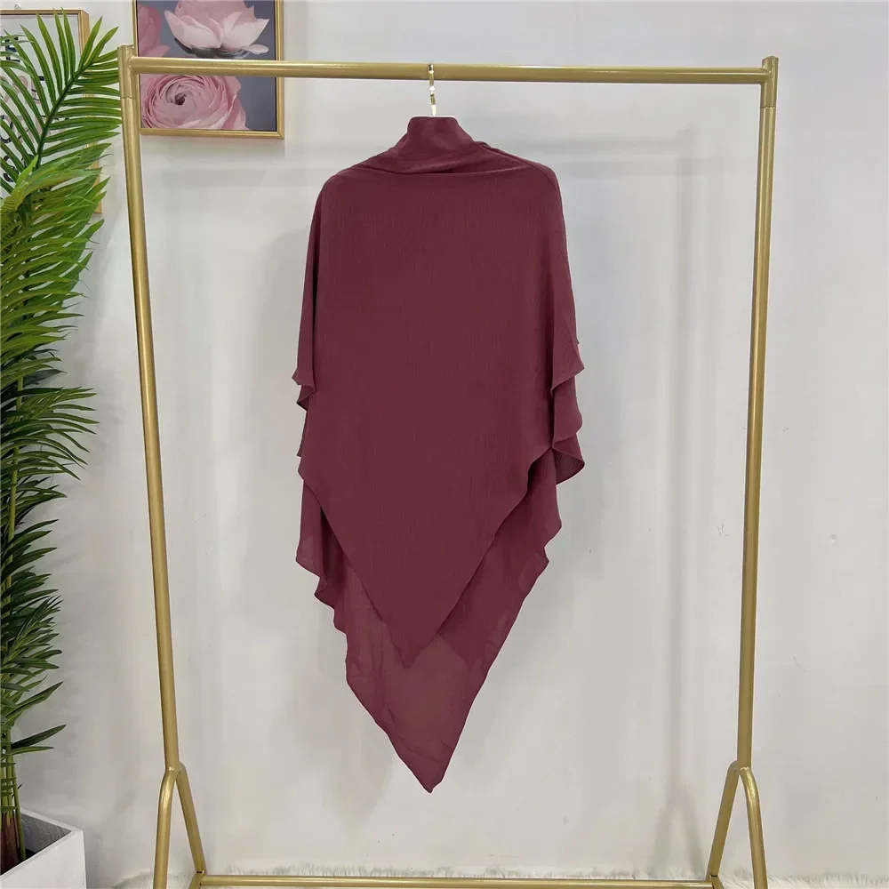 Women Muslim 2 Layer Khimar Overhead Prayer Hijab Eid Ramadan Islamic Amira Veil Headdress Turkish Niqab Nikab Headscarf Abayas