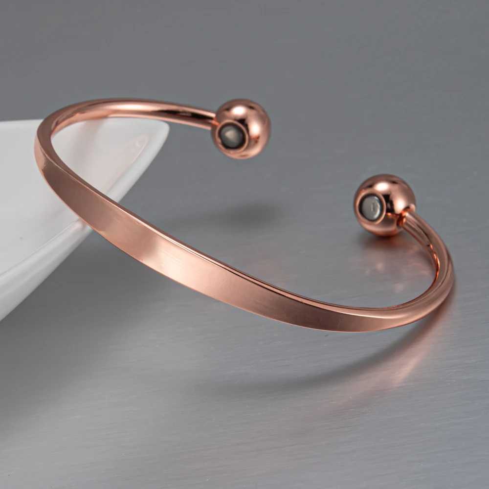 Vinterly Armbänder aus reinem Kupfer, magnetisch, glänzend, verstellbare Armreifen, Arthritis, Schmerzlinderung, Gesundheit, Magnet, Schmuck, Anti-Strahlung – Detail 5