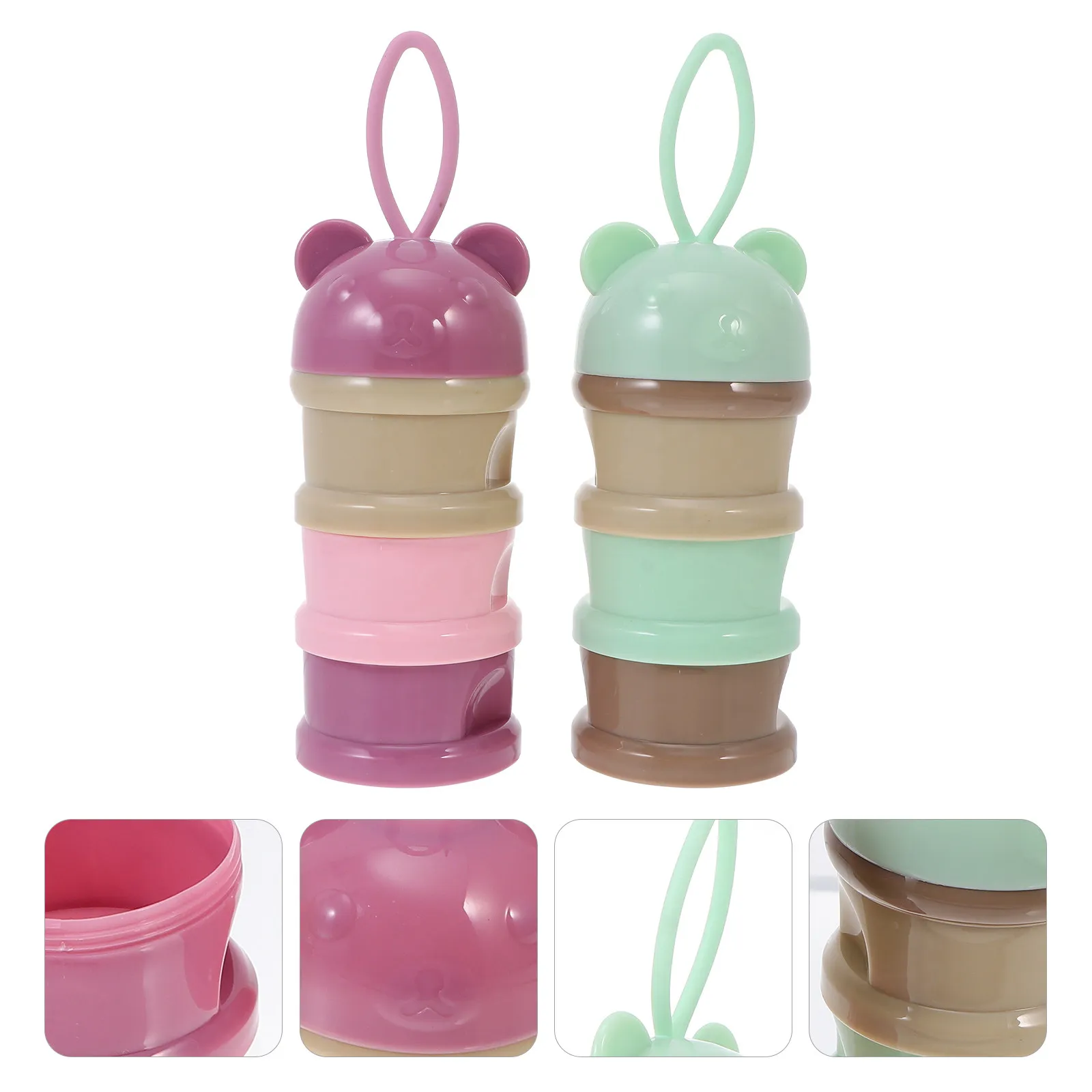 

2 шт. портативных контейнеров для детской смеси, трехслойный контейнер для хранения молочной смеси, для кормления, закусок, орехов, конфет, для путешествий