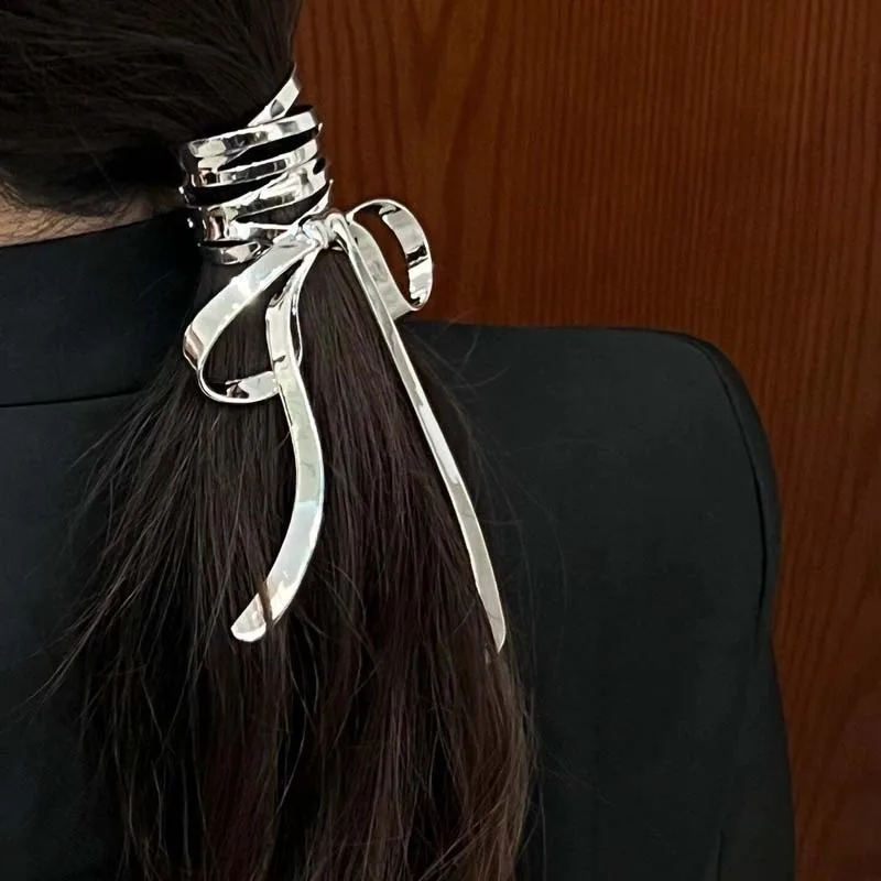 دبوس شعر معدني للنساء ، سلطعون الشعر ، مشبك ذيل الحصان ، مخلب الشعر ، أدوات تصفيف القوس الفضي ، إكسسوارات الموضة ، هدية للسيدات