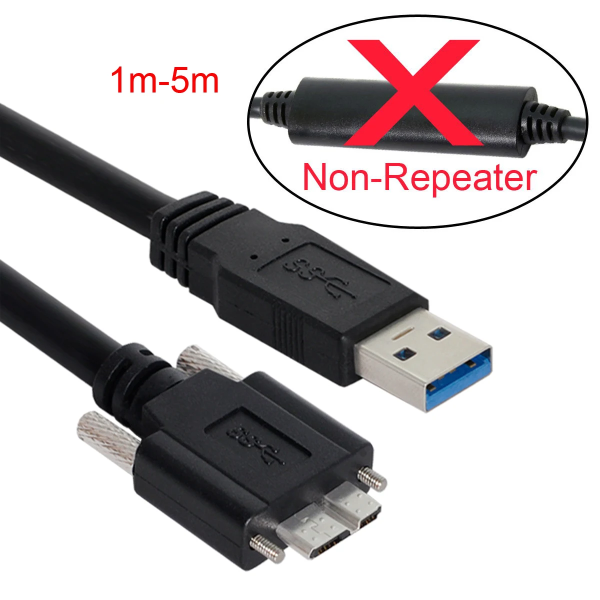 Cablecc  USB 3.0 A type Cable Male to Micro USB 3.0 B Male with Mount Panel Screws for Hard Disk Mobile Phone