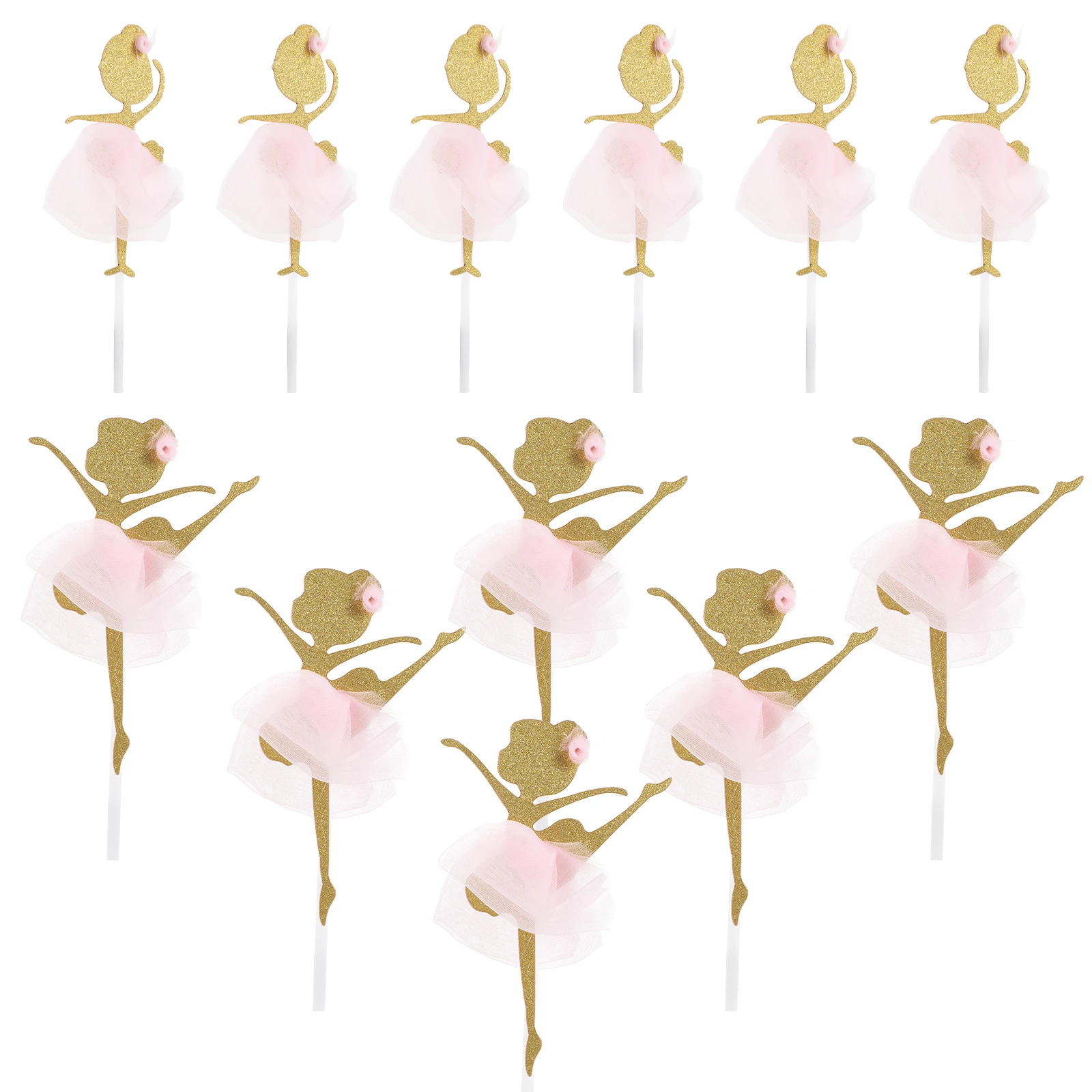 

12pcs 12 Dancing Ballet Girl Cake Toppers Ballerina Wedding Party Supplies Decorations for Girls Birthday Baby Shower Theme