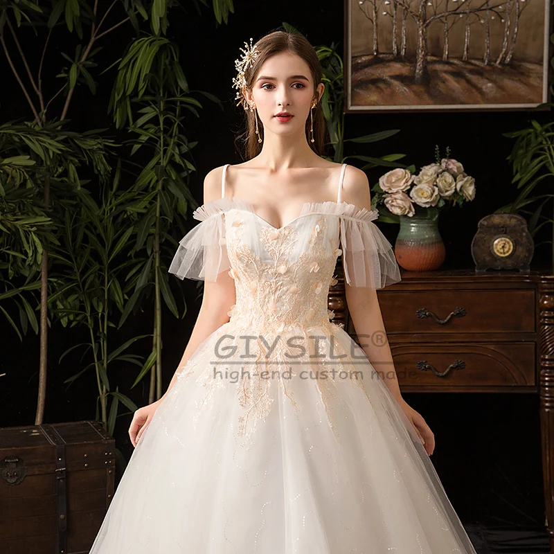 GIYSILE Aangepaste Tule Trouwjurken Luxe 2025 A-lijn Off Schouder Sweetheart Geplooide Bruid Prom Gown Elegante Bruidsjurken