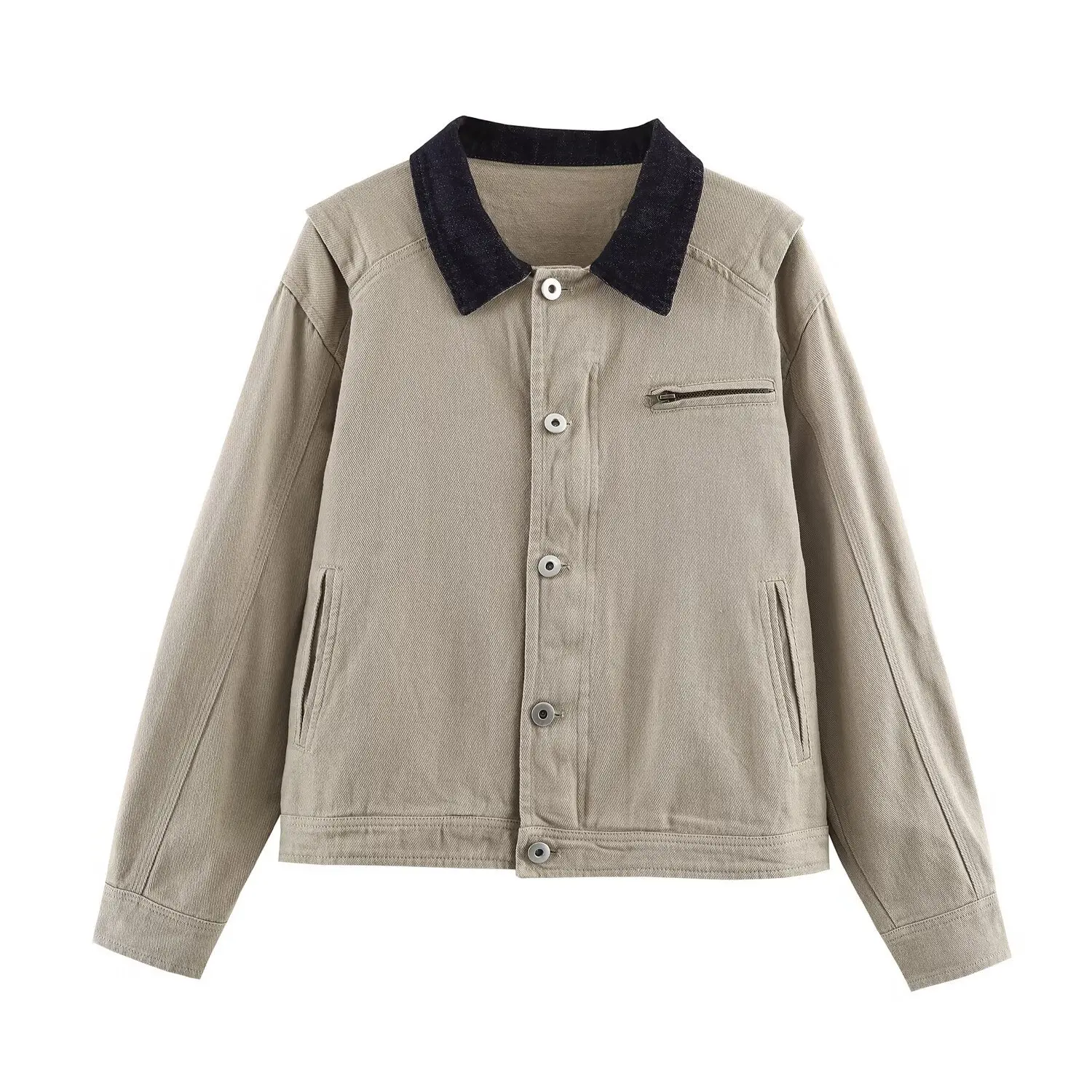 

Весна 2026, новая повседневная свободная рабочая одежда в стиле ретро с лоскутным воротником для женщин