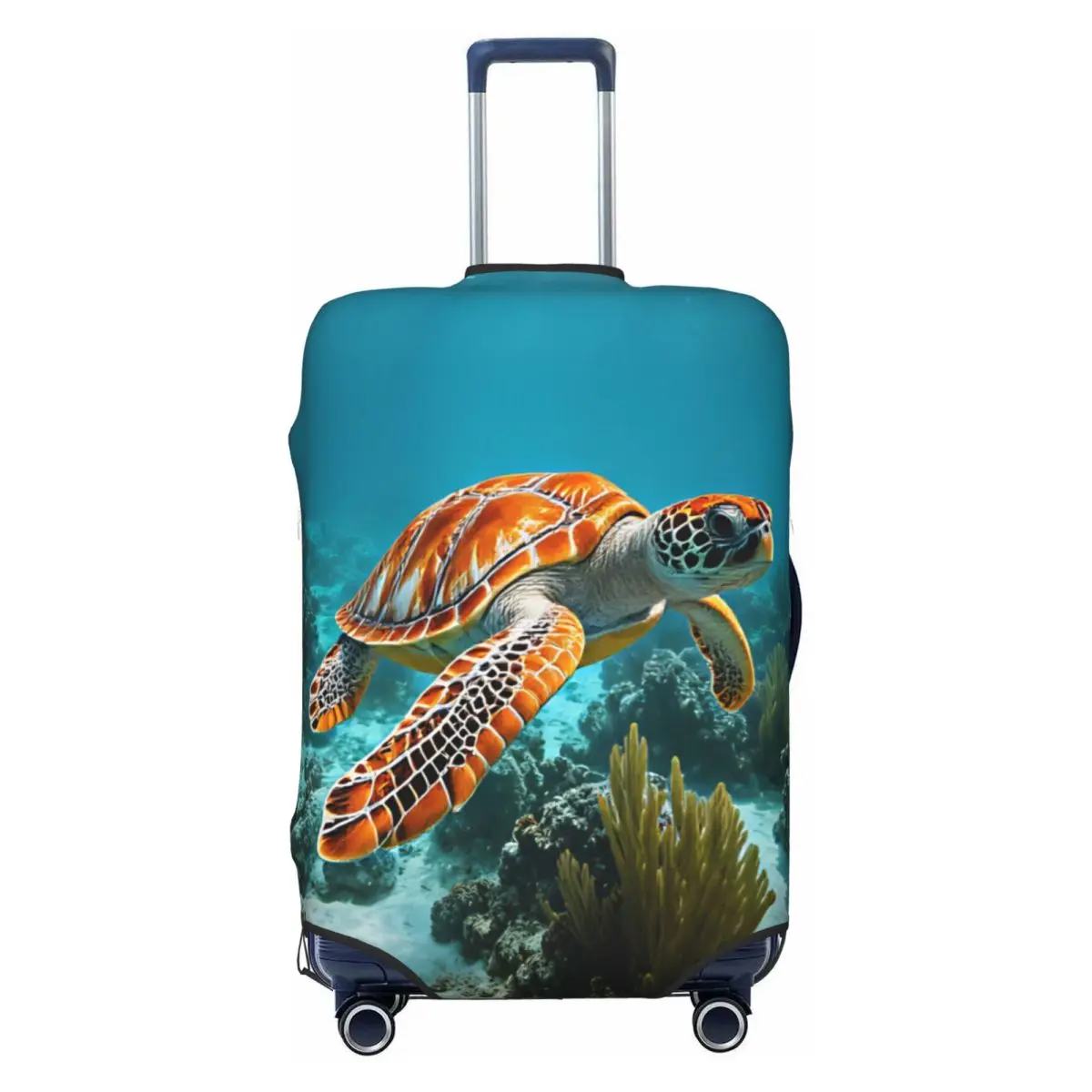 Sunray Orange Turtle Branch Coral Print Suitcase Cover Dust Proof Luggage Covers Protector for 18-32 inch