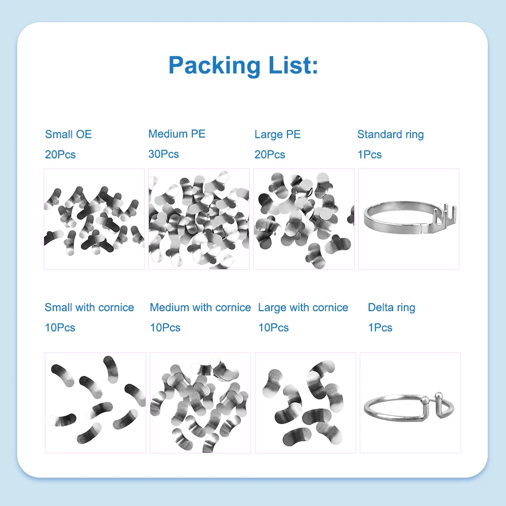 Denspay 100Pcs Dental Sectional Matrix System Dental Sectional Matrix Band Żywica mocująca Pierścień oddzielający Narzędzia dentystyczne