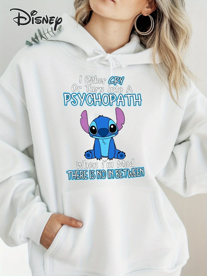 Potdemiel Stitch Sweat à capuche en coton pour femme avec je crois transformez dans un PSYCHOPATH quand je suis fou imprimé, confortable et respirant